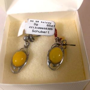 Amber earrings set in silver.   From the Baltic Sea